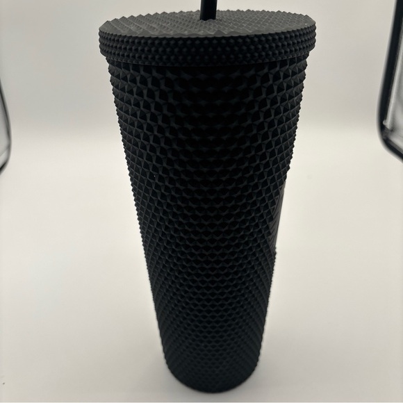 STARBUCKS BLACK MATTE STUDDED TUMBLER WITH STRAW 24 Oz LNC 2019-2021 - Picture 5 of 11